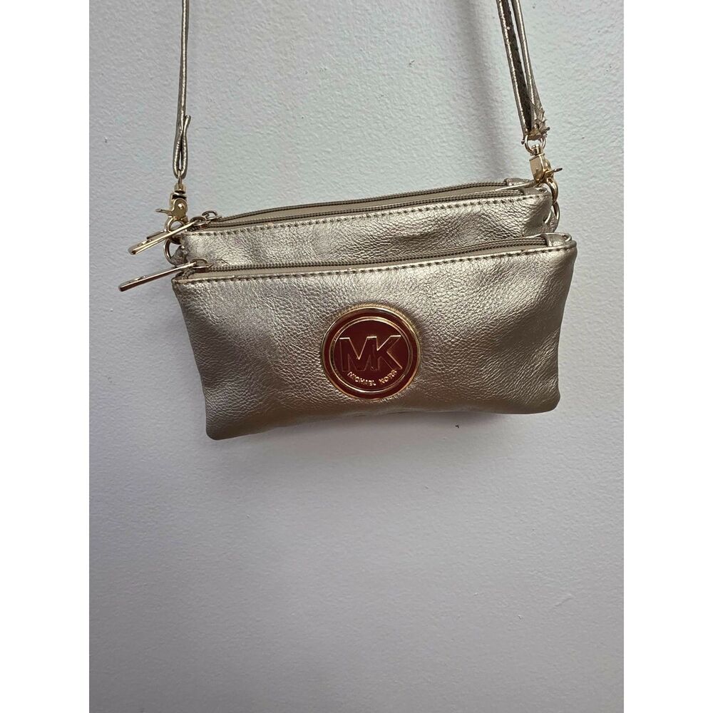 Michael Kors Metallic Gold Double Zip Crossbody Bag
